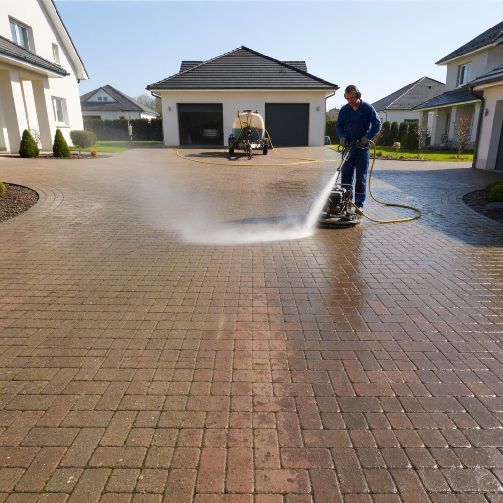 Nettoyage haute pression d'allee et parking à Strasbourg